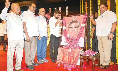 Chief Minister A Revanth Reddy paying tribues to late CPM genaral secretary Sitaram Yechury in Hyderabad on Saturday