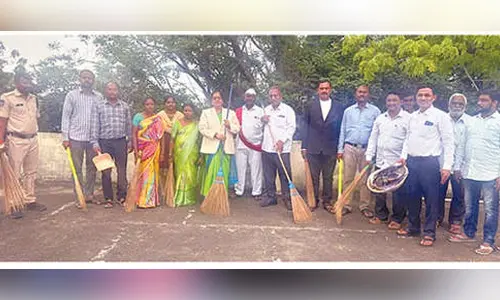 Cleanliness drive at Alampur court