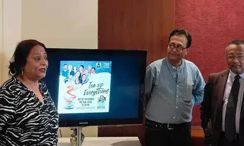 Founder of the theatre group Mala Pasha, among others, explaining the details of the play in Visakhapatnam on Thursday