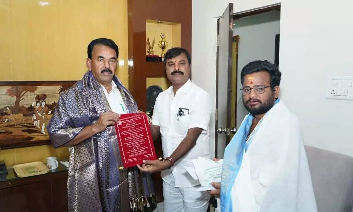 Minister Jupally Invited to Jogulamba Devi Sharannavaratri Brahmotsavams.