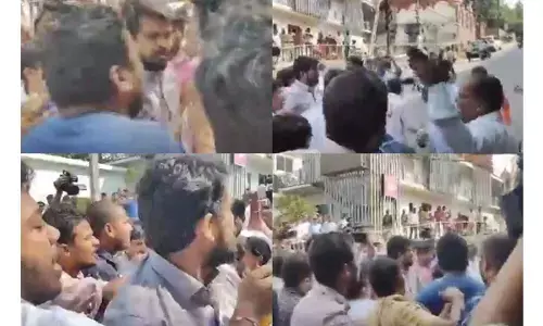 BRS, Congress workers clash at Telangana Bhavan