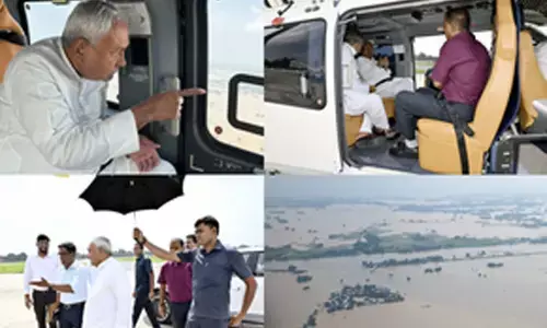 Nitish Kumar takes aerial survey of flood-affected areas in Bihar