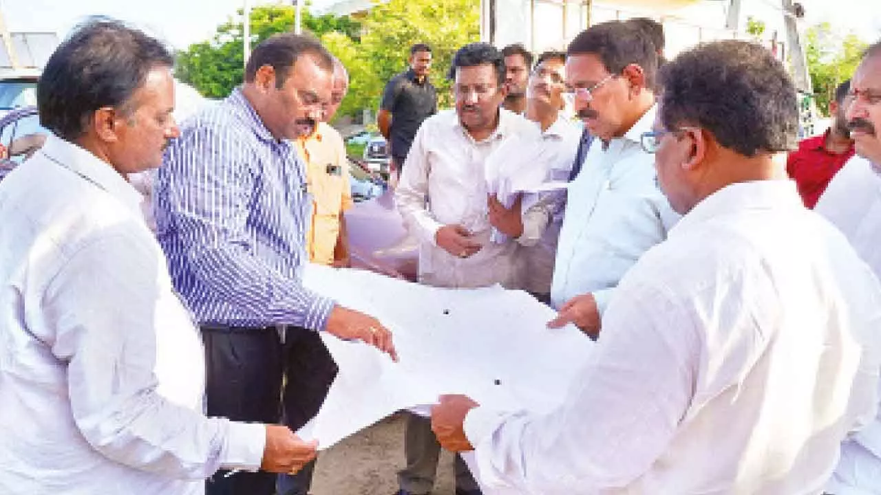 Minister P Narayana speaking to officials in Machilipatnam on Tuesday