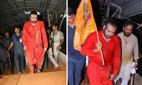 Deputy Chief Minister Pawan Kalyan trekking from Alipiri to Tirumala on Tuesday