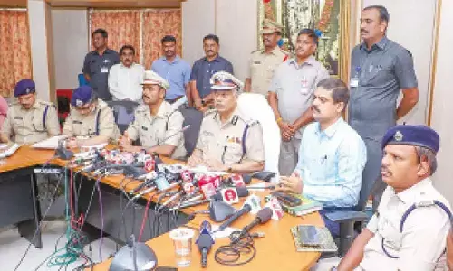 DGP Ch Dwaraka Tirumala Rao speaking to media after holding a review on security arrangements for Brahmotsavam, at Tirumala on Tuesday