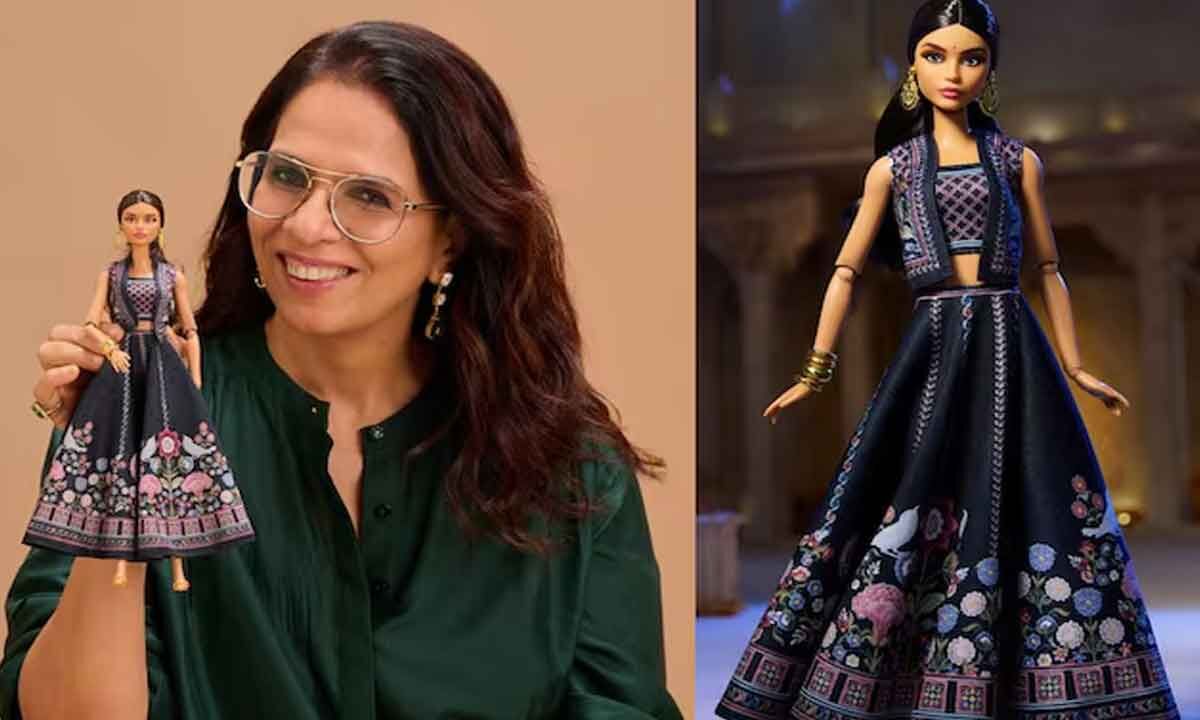 Anita Dongre Unveils a Special Barbie Doll in Midnight Bloom Lehenga