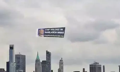 Banner over New York City, Statue of Liberty calls for end to genocide of Hindus in Bangladesh