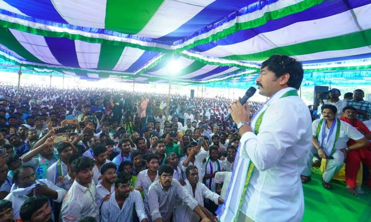 Darsi MLA Buchepalli Siva Prasad Reddy speaking after taking charge as YSRCP Prakasam district president in Ongole on Friday