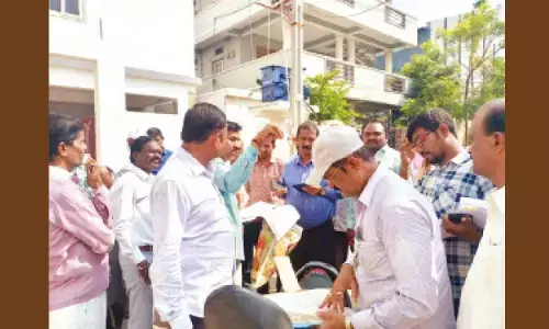 The authorities removed the structures built inside the land allocated for Ambedkar Bhavan in Karimnagar