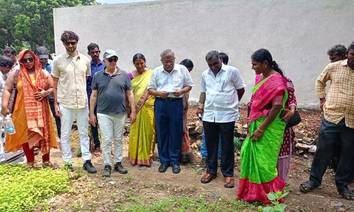 CEO and co-founder of Producers Trust and Craig Cogut Keith Agoada, a representative from Pegasus Capital Advisors from the USA visiting the natural farming fields in Palnadu district on Sunday