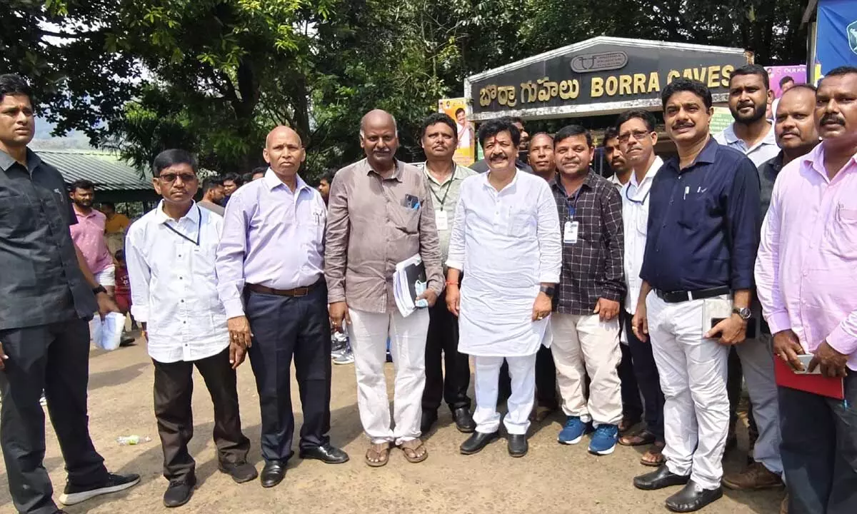 Minister Kandula Durgesh visiting Borra caves on Sunday