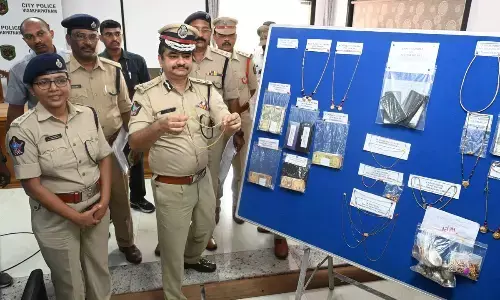 City Police Commissioner Shanka Brata Bagchi displaying recovered property in Visakhapatnam on Sunday