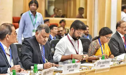Chief Minister A Revanth Reddy at a review meeting on  Left-Wing Extremism at Vigyan Bhavan in New Delhi on Monday