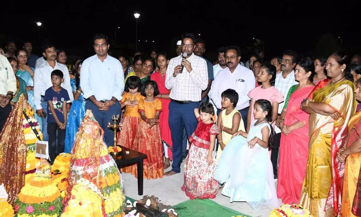 District Collector Adarsh ​​Surabhi said that Bathukamma festival should be celebrated every year to pass on the culture and traditions of Telangana to future generations.