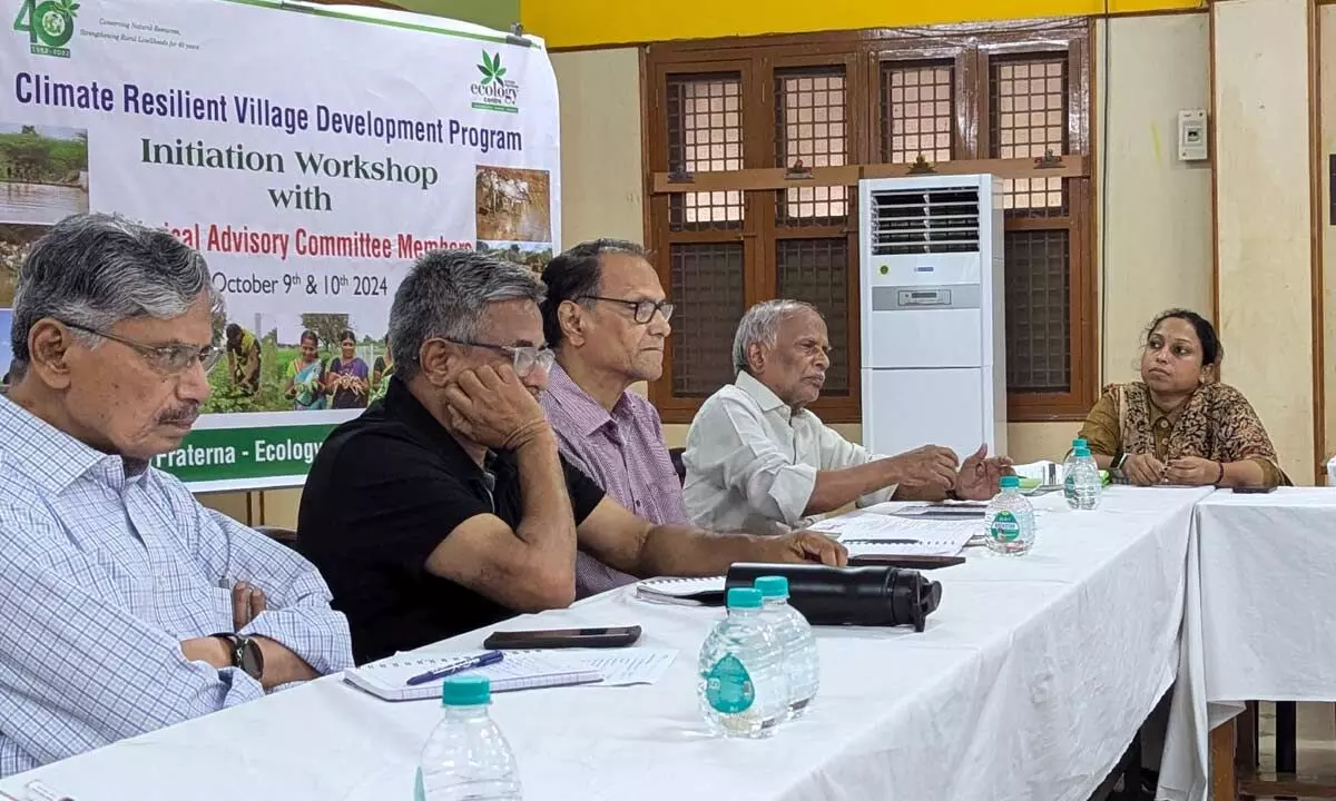 Resource persons at the concluding session of the 2-day workshop on ‘climate resilient villages development’ in Anantapur on Friday