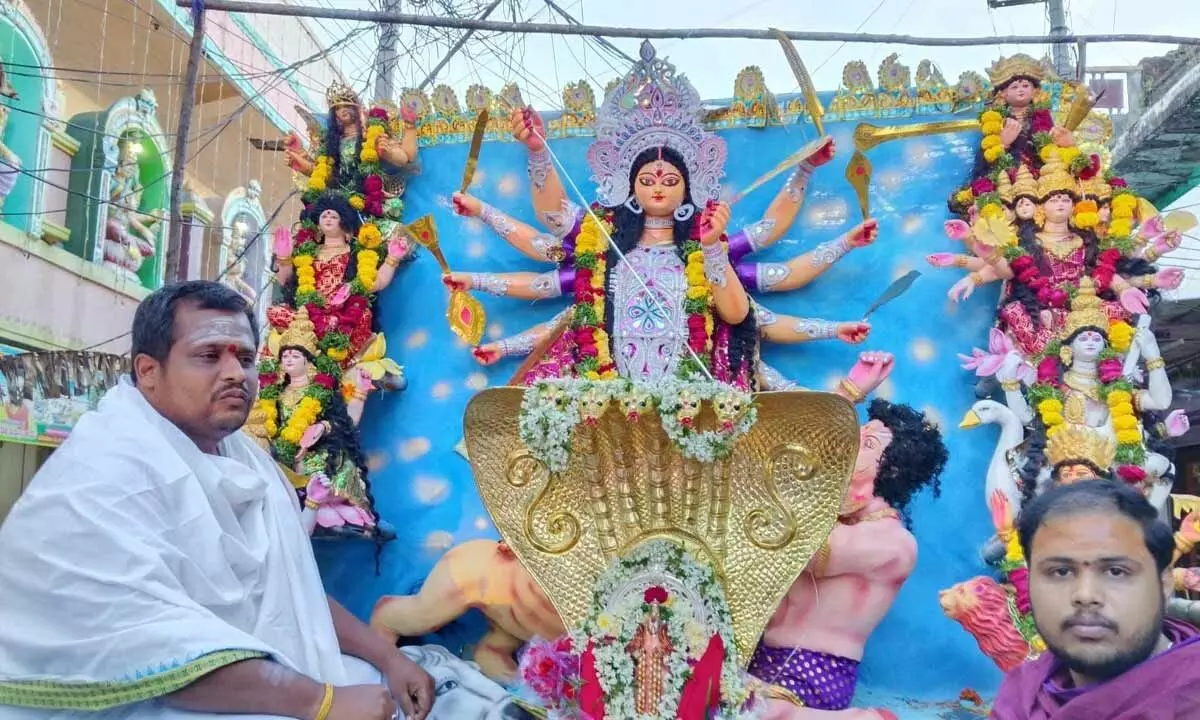 The Durga Mata procession from KanyakaParameshwari temple in Jadcherla, Mahabubnagar