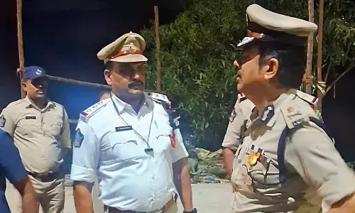 City Police Commissioner Sankha Brata Bagchi instructing the staff on the immersion process to be carried out in Visakhapatnam