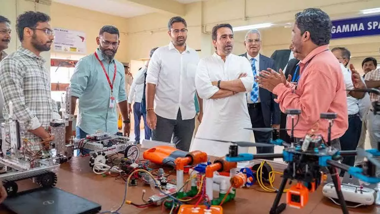 Union Minister of State for the Ministry of Skill Development and Entrepreneurship Jayant Chaudhary at the GITAM campus in Visakhapatnam on Tuesday