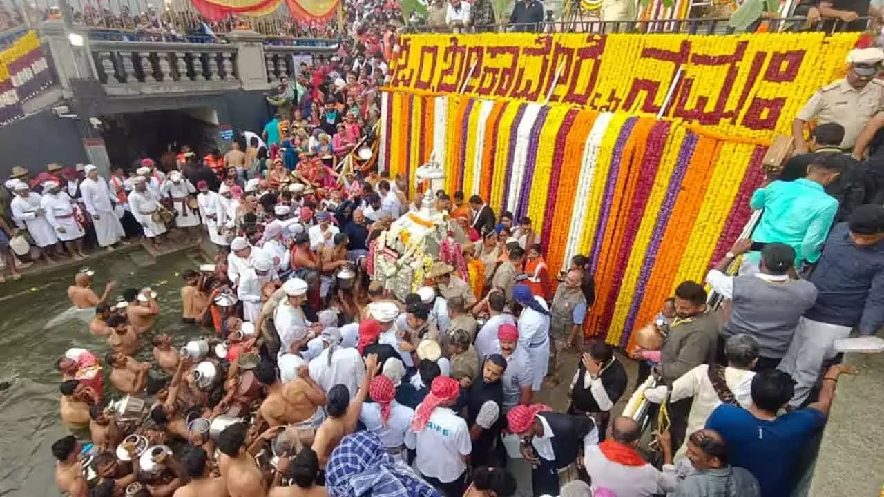 Thousands of devotees witnessed Teerthodhbhava in Talacauvery