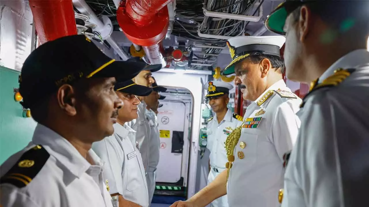 Chief of the Naval Staff Admiral Dinesh K Tripathi during his visit to the Eastern Naval Command