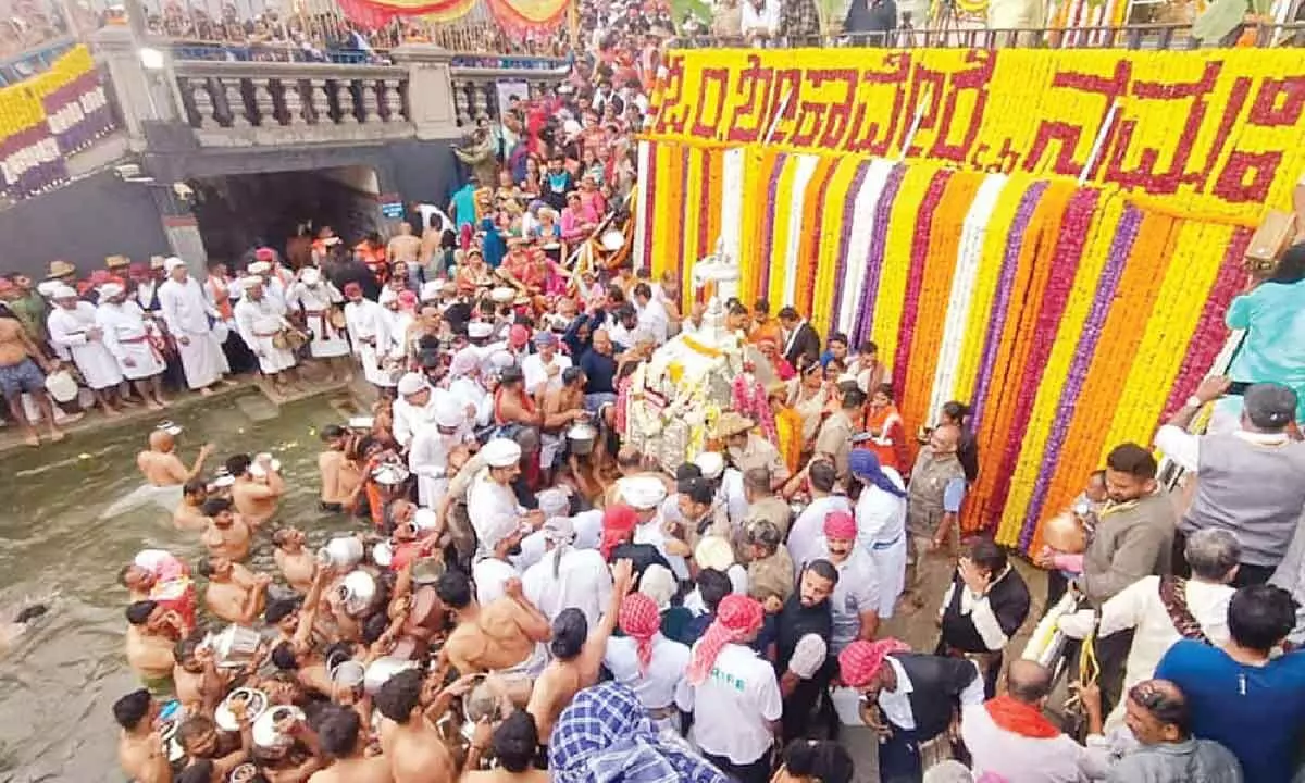 Thousands of devotees witness Teerthodhbhava in Talacauvery