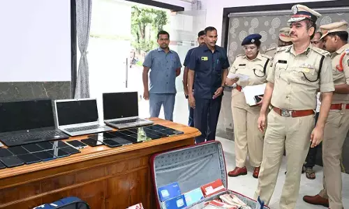 City Police Commissioner Shanka Brata Bagchi examining the seized property in Visakhapatnam on Thursday