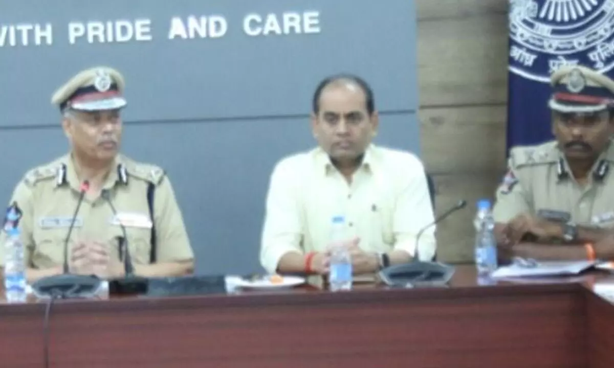 Director General of Police Ch Dwaraka Tirumala Rao addressing the media at the State police headquarters in Mangalagiri  on Friday