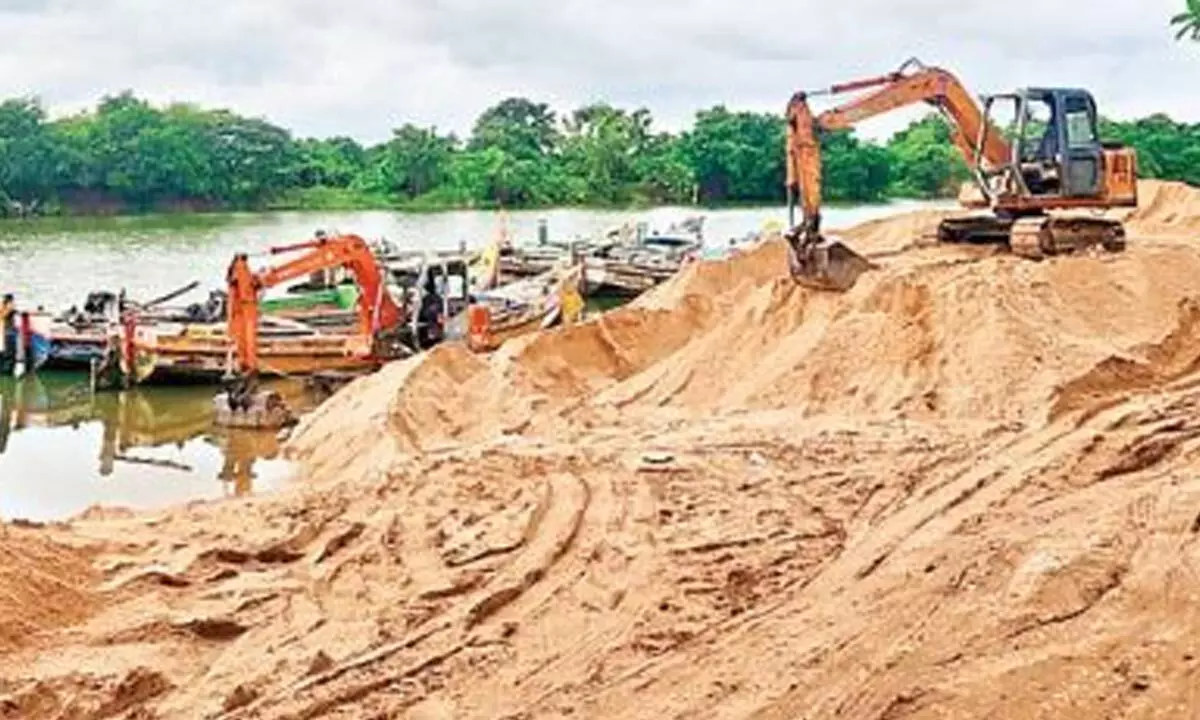 Sand stock at Gayatri ramp in Rajamahendravaram