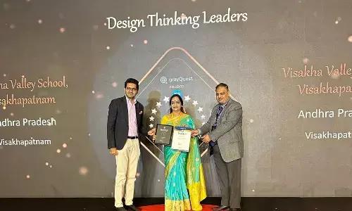 Principal of VVS Dr Eshwari Prabhakar honoured as a design thinking leader in the EducationWorld Grand Jury India School Rankings 2024-25 at a ceremony in New Delhi on Friday