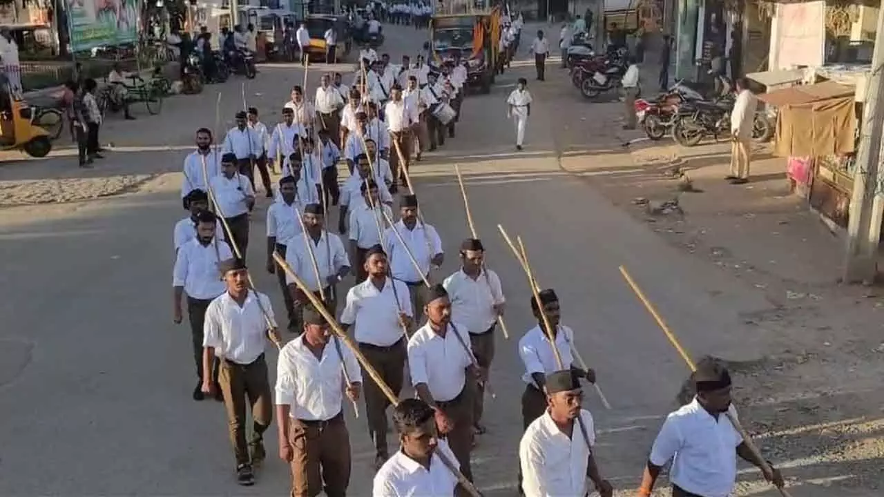 Grand Rally in Padh Sanchalan Commemorates 100 Years of RSS in Jogulamba Gadwal District