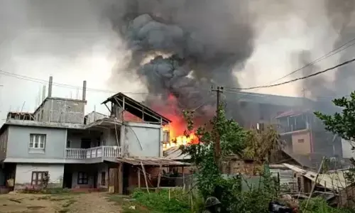 Two abandoned farm houses set afire by suspected militants in Manipur