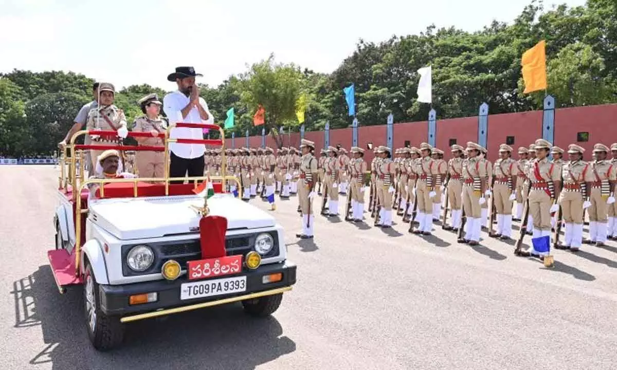 CM Revanth Reddy Honors Fallen Heroes at Goshamahal Police Flag Day Parade