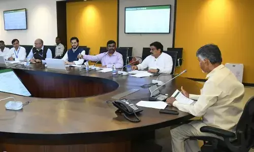Chief Minister N Chandrababu Naidu holding a meeting with Civil Supplies officials at the Secretariat at Velagapudi on Monday