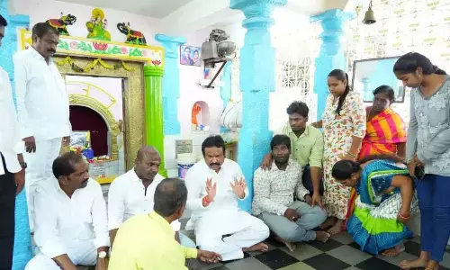MLA Sriganesh visits Mutyalamma temple, inspects repair works