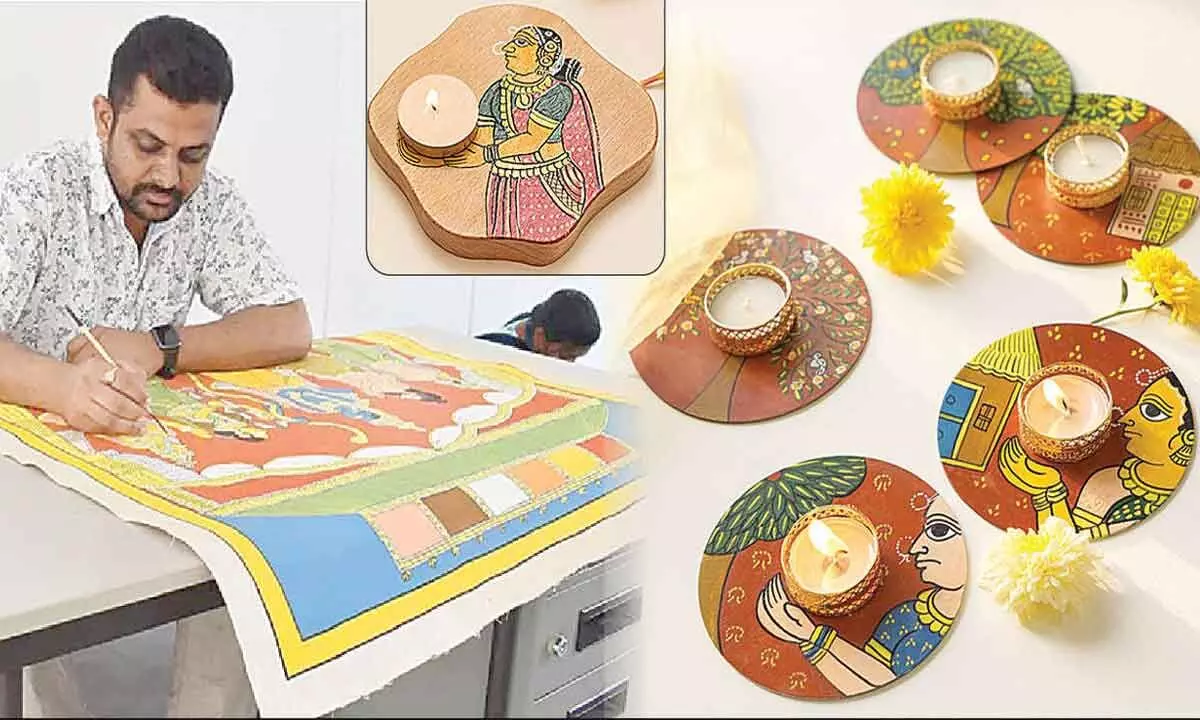 Diyas with a touch of Cheriyal art to light up your homes this Diwali