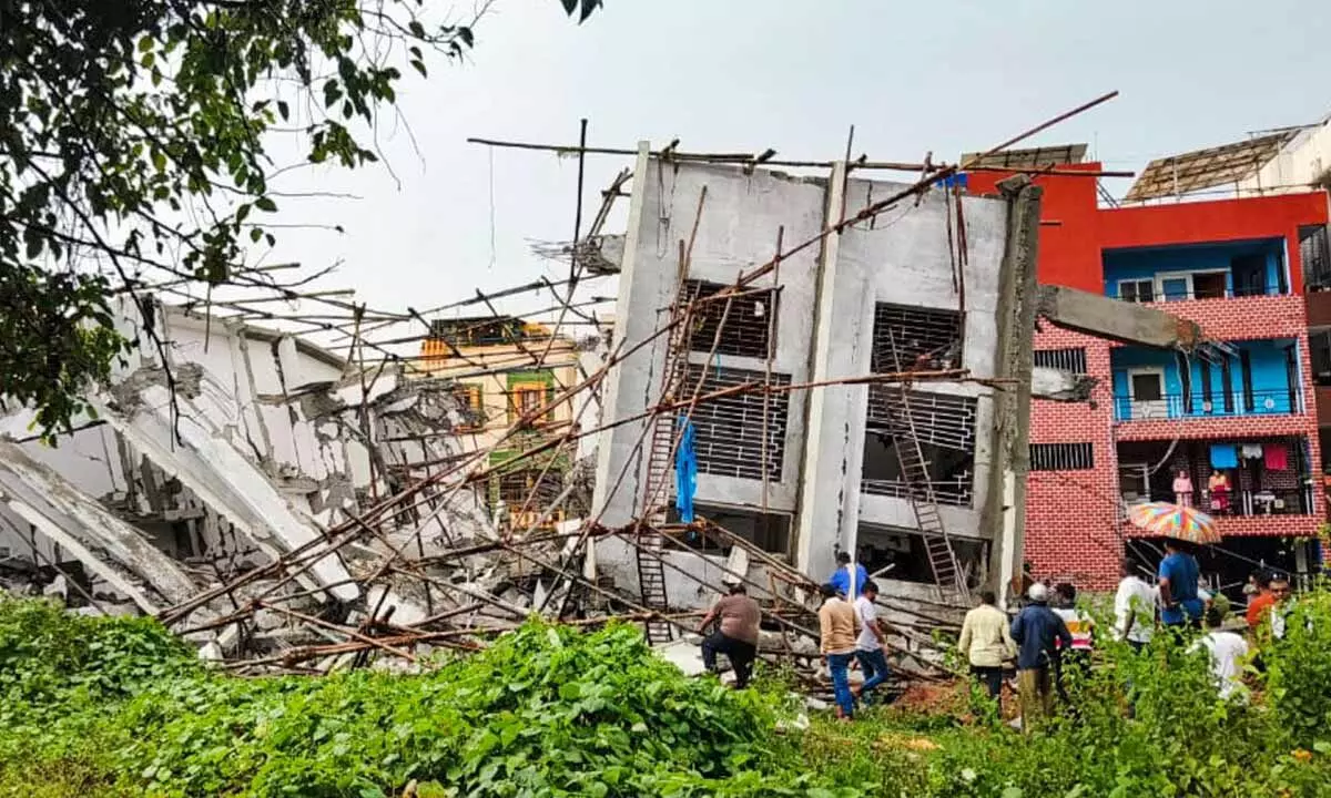 17 workers trapped after under-construction building collapses