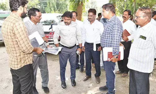 GVMC Commissioner P Sampath Kumar instructing the officials during his field visit to Anakapalli on Tuesday