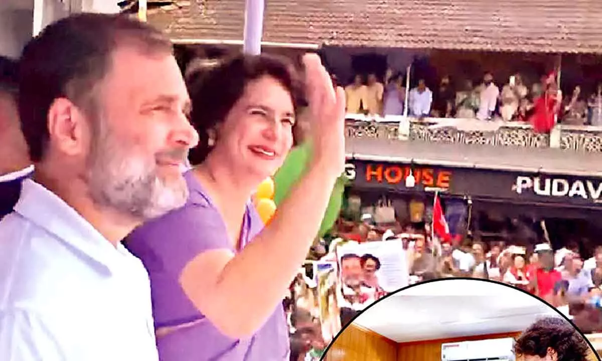 Priyanka Gandhi holds roadshow in Wayanad