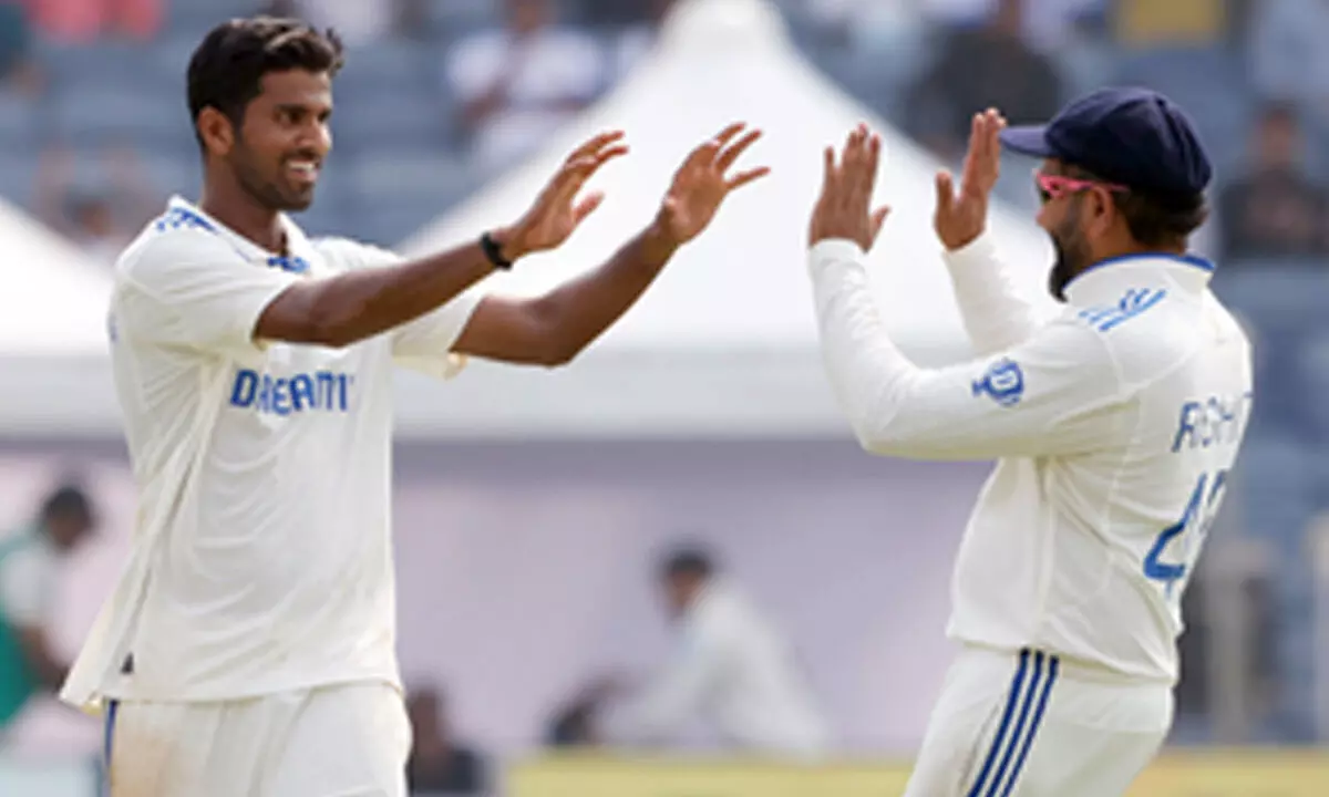 2nd Test: India reach 16/1 at stumps after Washington’s 7-59 bowls out New Zealand for 259