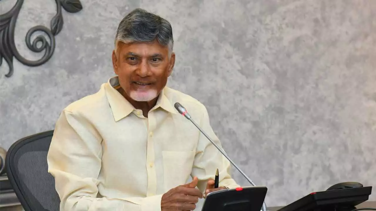 Chief Minister N Chandrababu Naidu addressing a press conference on new railway lines at the Secretariat on Thursday