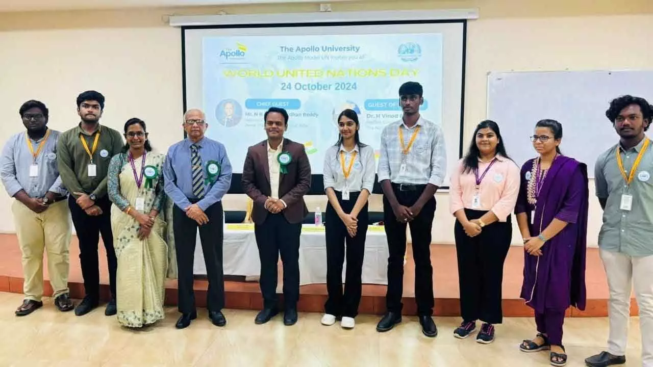 Participants at World United Nations Day at Apollo University in Chittoor on Thursday