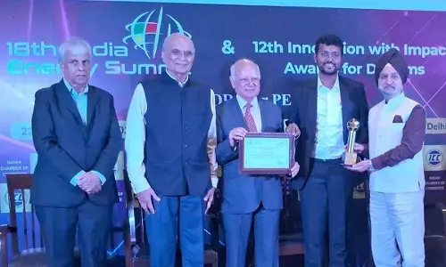 Chairman and Managing Director of APEPDCLPrudhvi Tej Immadi receiving a national award in New Delhi