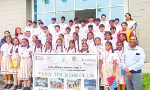 Students of BGS Vignatham school at the ICI Tirupati on Thursday
