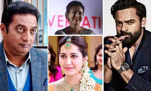 Prakash Raj, Rashi Khanna, Sai Durgha Tej, and Gowthami at ABP Summit 2024