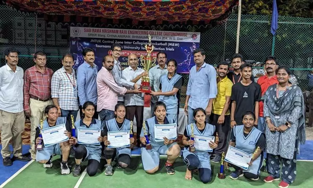 The women’s team of Aditya Engineering College won the first place in basketball tournament at SRKR Engineering College at Bhimavaram on Sunday