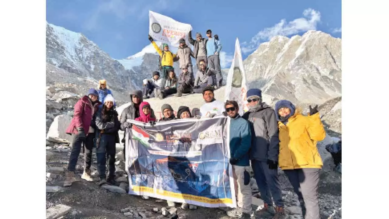 SRM-AP team conquers Everest Base Camp