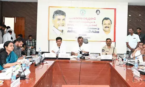 District in-charge Minister Anagani Satya Prasad holding a meeting with officials in Tirupati on Tuesday
