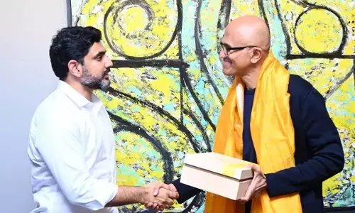 Lokesh meets Satya Nadella, Adobe chief in US