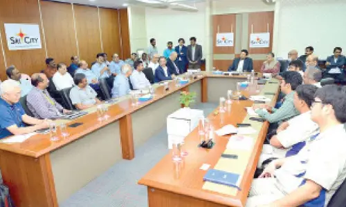 Minister of industries TG Bharat interacting with the CXOs of Sri City on Tuesday