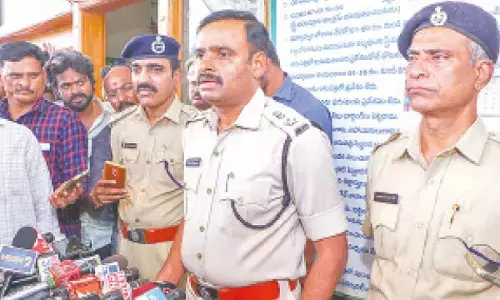 District SP L Subbarayudu speaking at the Maternity Hospital in Tirupati on Tuesday